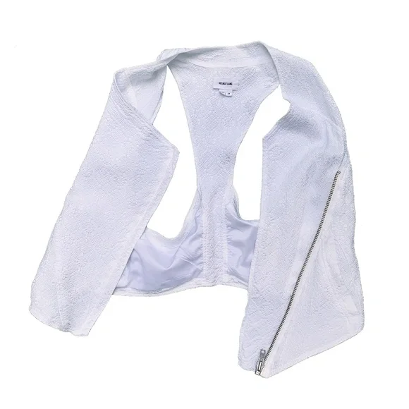 Helmut Lang White Jacquard Zipper Vest Shirt